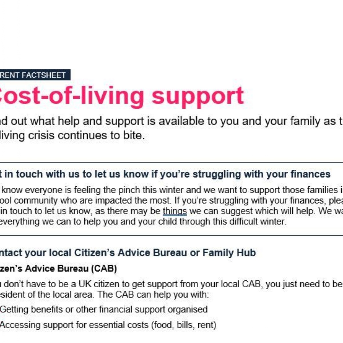 Holgate Primary and Nursery CostOfLiving Factsheet